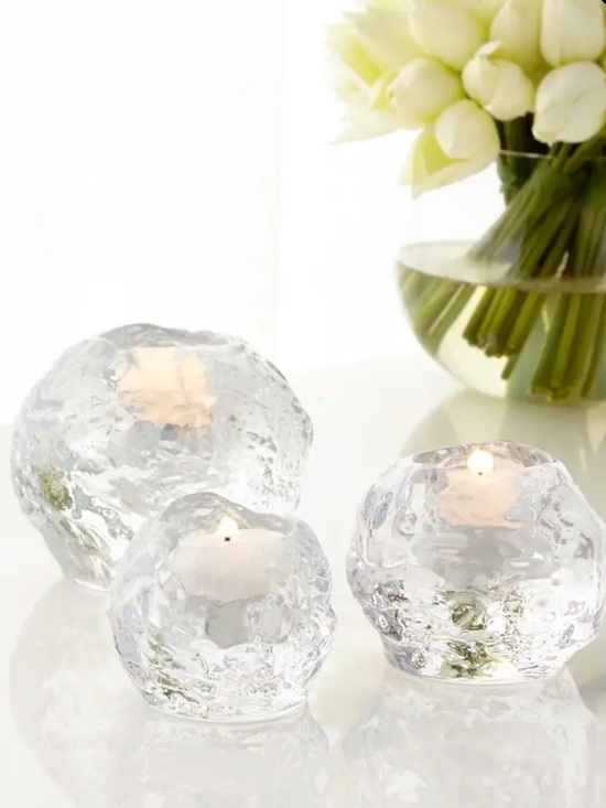 Kosta Boda vintage snowball glass candle votive